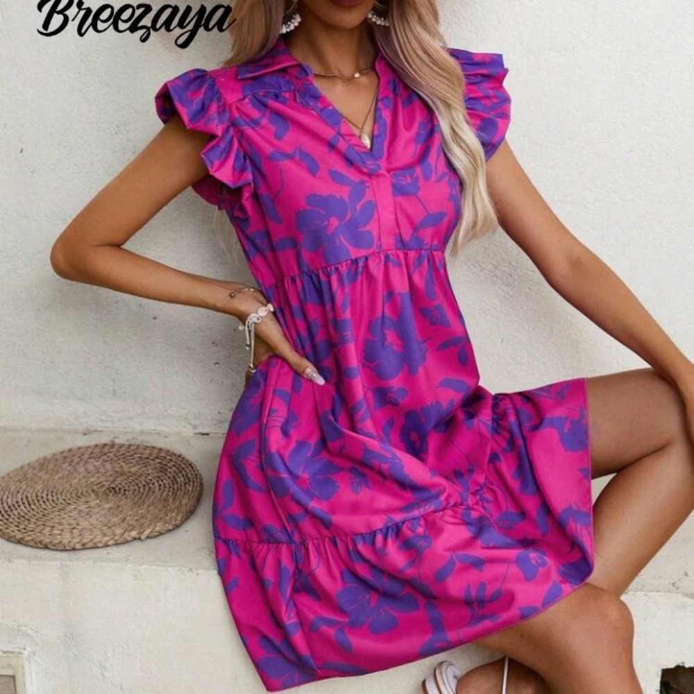 Floral Pink and Purple Women's Dress